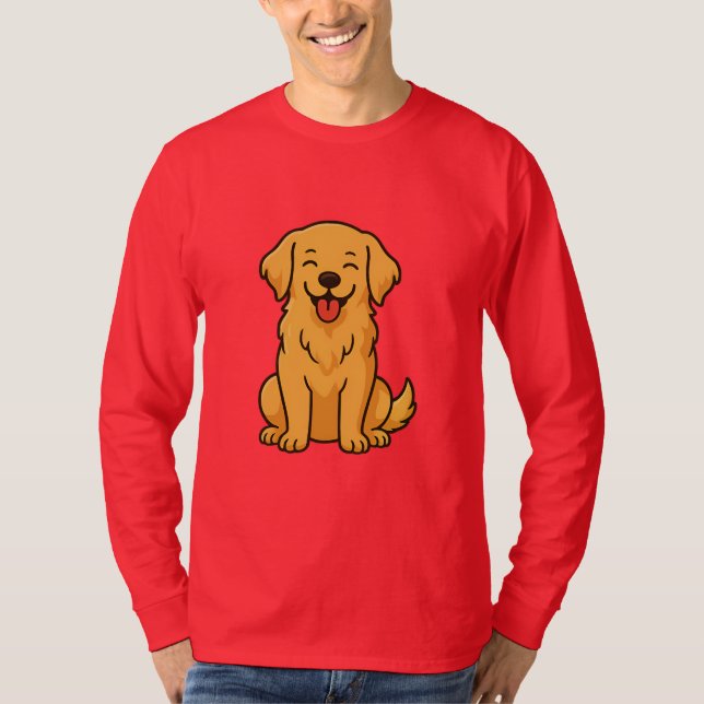 T-shirt Happy Golden Retriever Dog – Cute Funny Pets (Devant)