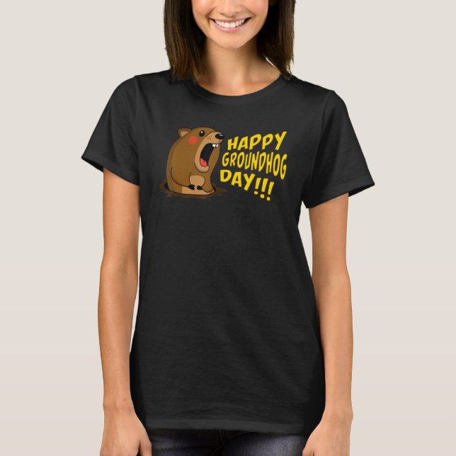 T-shirt Happy Groundhog Day February 2nd, Cute Groundhog C (Devant)