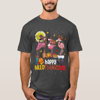 T-shirt Happy HalloThanksMas Flamant rose sorcier garçon