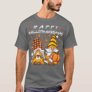 T-shirt Happy HalloThanksMas Gnomes Citrouille Gnomes Fall