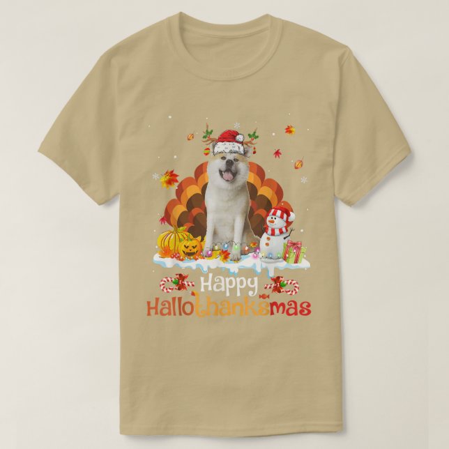 T-shirt Happy HalloThanksMas Halloween Thanksgiving Christ (Design devant)