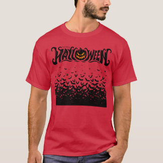 T-shirt Happy Halloween Bat rétro