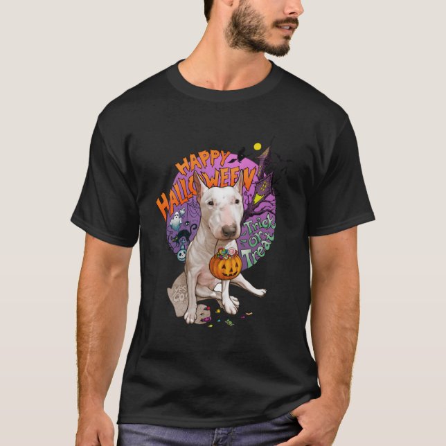 T-shirt Happy Halloween Bull Terrier Costume mignon Bully  (Devant)