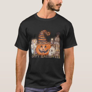 T-shirt Happy Halloween Citrouille aquarelle