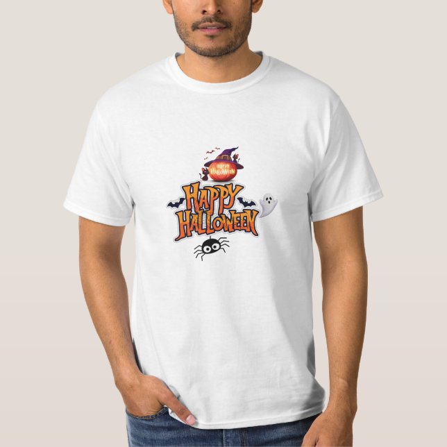 T-shirt Happy Halloween Citrouille, Fête du Fantôme et de  (Devant)