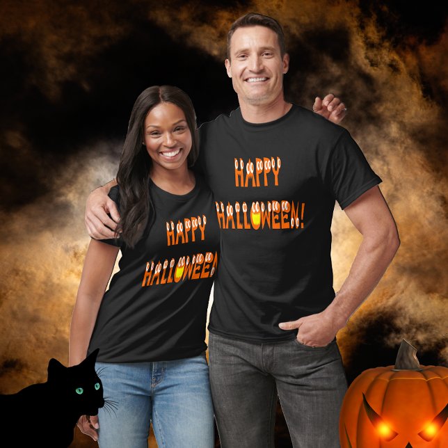 T-shirt Happy Halloween Citrouille Orange Texte (Halloween Squash Text Unisex T-Shirt Cover)