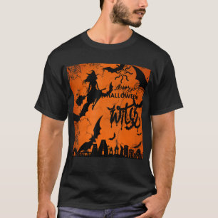 T-shirt Happy Halloween Cool & Éffrayant orange & noir