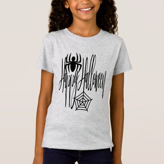 T-Shirt Happy Halloween drôle effrayant Araignée Cobweb (Devant)