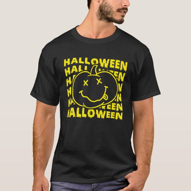 T-shirt Happy Halloween drôle Smile Pumkin (Devant)
