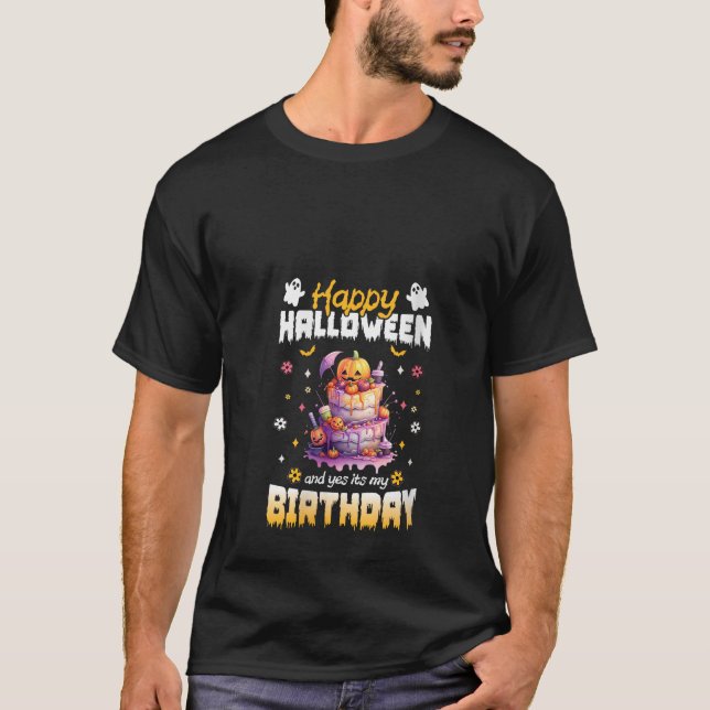 T-shirt Happy Halloween Et oui C'Est Mon Anniversaire Bood (Devant)