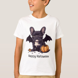 T-shirt Happy Halloween Français Bulldog Bat Wings Citroui
