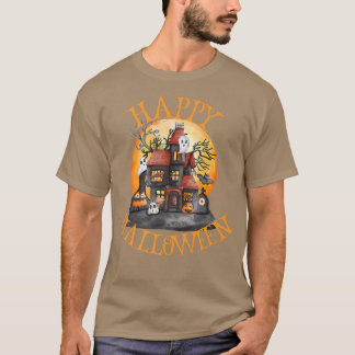 T-shirt Happy Halloween Haunted House Ghost Spoo esthétiqu
