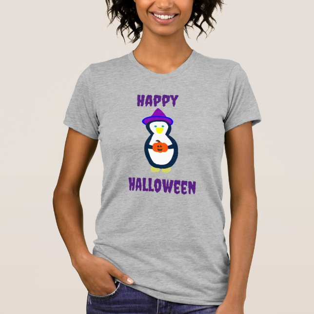 T-shirt Happy Halloween Penguin (Devant)
