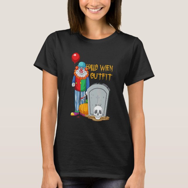 T-shirt Happy Halloween Scary Zombie Skeleton Pumpkin Hall (Devant)
