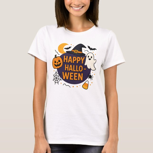 T-shirt Happy Halloween Spooky Night . Funny Pumpkin (Devant)