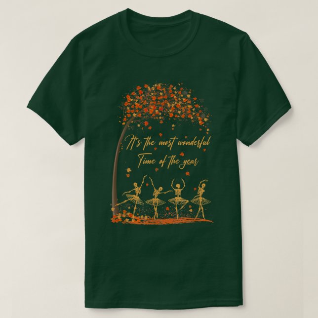 T-shirt Happy Halloween Squelette Ballerina Danse Ballet  (Design devant)