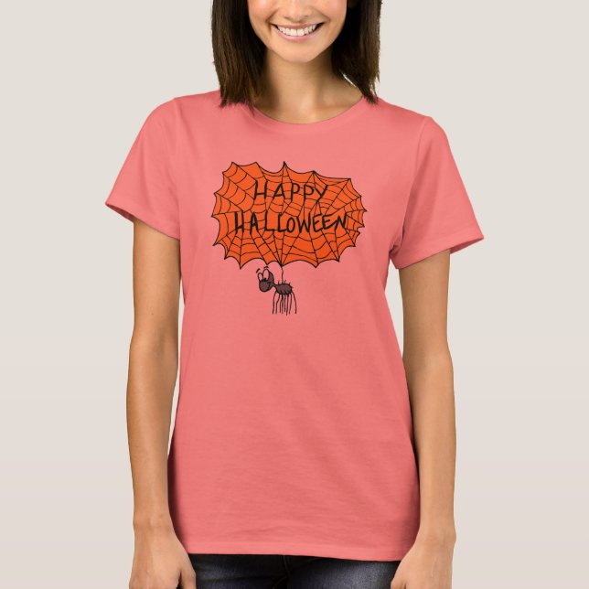 T-shirt Happy Halloween toile d'araignée (Devant)