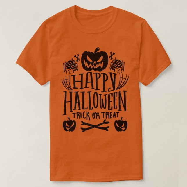 T-shirt Happy Halloween Trick Or Treat Jack O Lanterns Spi (Design devant)