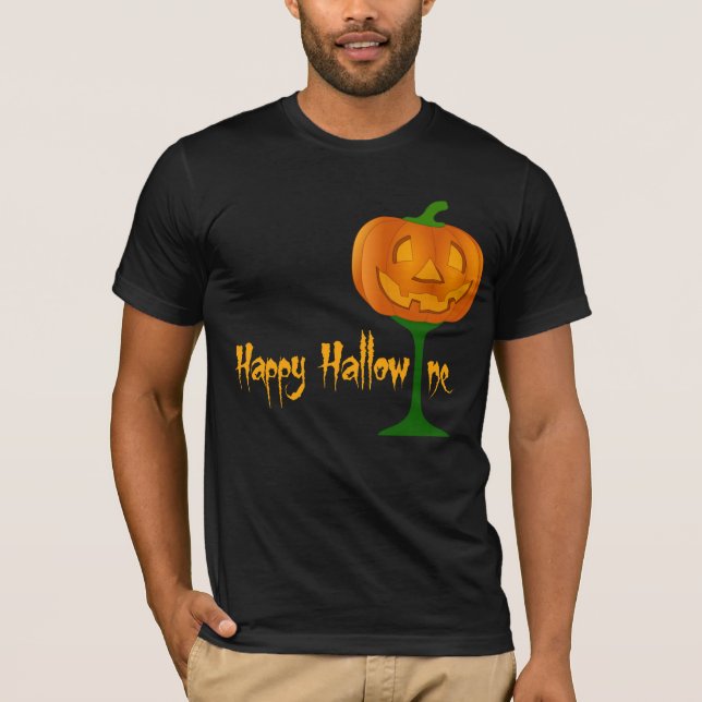 T-shirt Happy Hallowine Vin Citrouille Halloween (Devant)