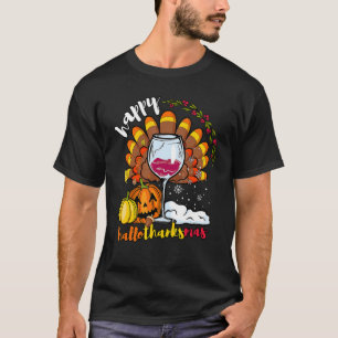 T-shirt Happy HallowThankMas Vins Merci Chris
