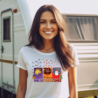 T-shirt Happy Hallowthanksmas thème de la carte de voeux