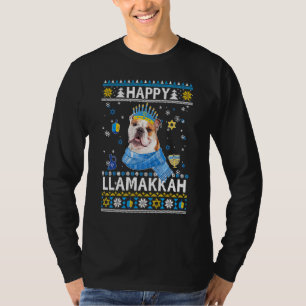 T-shirt Happy Hanoukka Bulldog laide laide doux Noël Paj