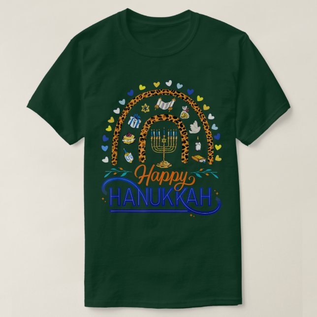 T-shirt Happy HANOUKKA Rainbow - Menorah Juy Holiday He (Design devant)