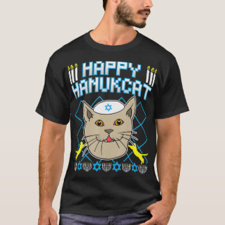 T-shirt Happy Hanukcat Jewish Cat Ugly Christmas Sweater