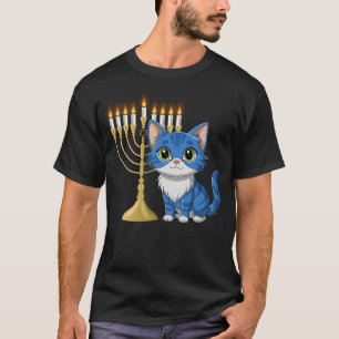 T-shirt Happy Hanukcat mignon Cat Menorah Funny Hanoukka