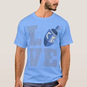 T-shirt Happy Hanukkah LOVE Vintage Hebrew Menorah Jewish