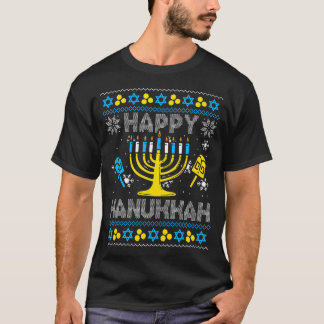 T-shirt Happy Hanukkah Menorah Dreidel Ugly Chanukah Kids 