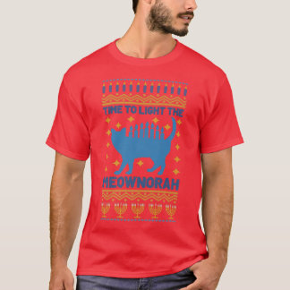 T-shirt Happy Hanukkah Meownorah Jewish Cat Menorah Funny 