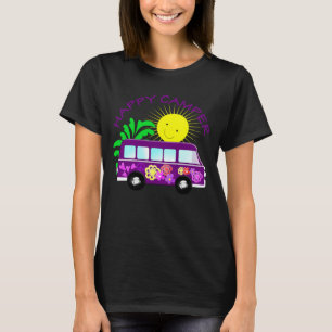 T-shirt Happy Hippie Camper Van Fun Graphisme coloré