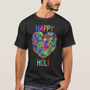 T-shirt Happy Holi Coeur coloré Imprimer Couleurs Inde Dan