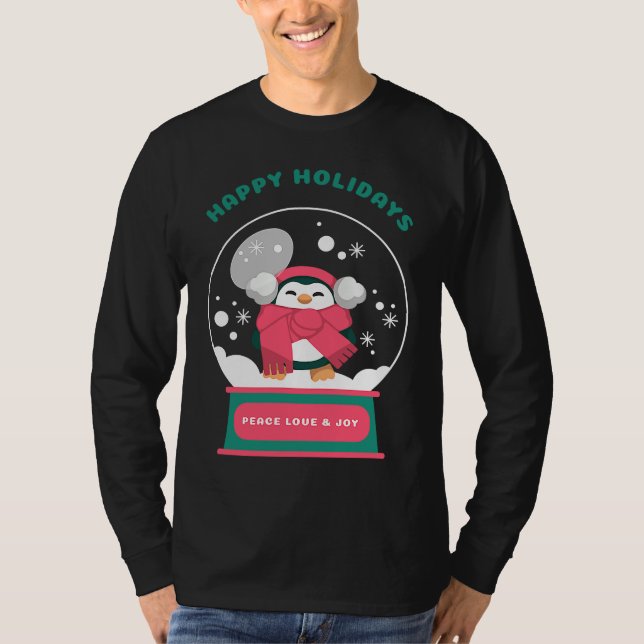 T-shirt Happy Holidays Peace Love and Joy (Devant)