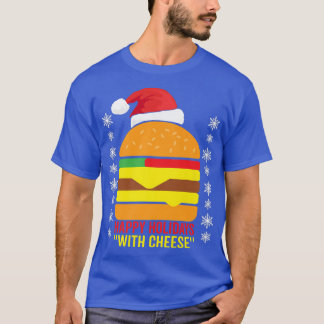 T-shirt Happy Holidays with Cheese Pajamas Xmas Hat Santa