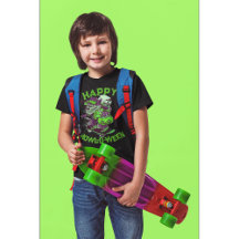 Happy Howl-o-ween Wolf équitation sur skateboard