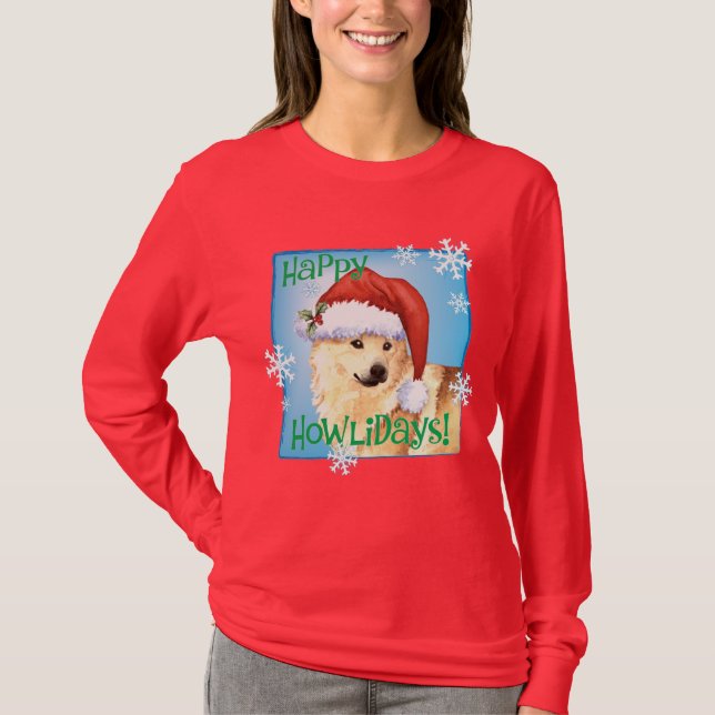 T-shirt Happy Howlidays Norwegian Buhund (Devant)