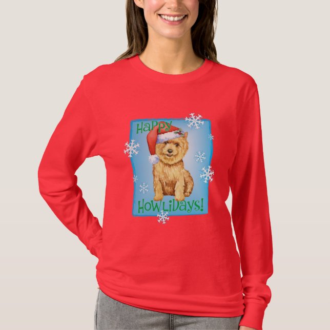 T-shirt Happy Howlidays Norwich Terrier (Devant)