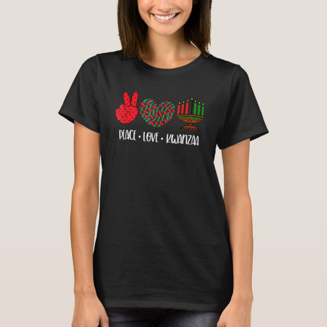 T-shirt Happy Kwanzaa Peace Love Kwanzaa Black Culture Cel (Devant)