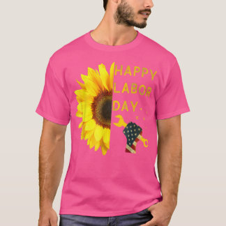 T-shirt Happy Labour Day Sunflower American Flag