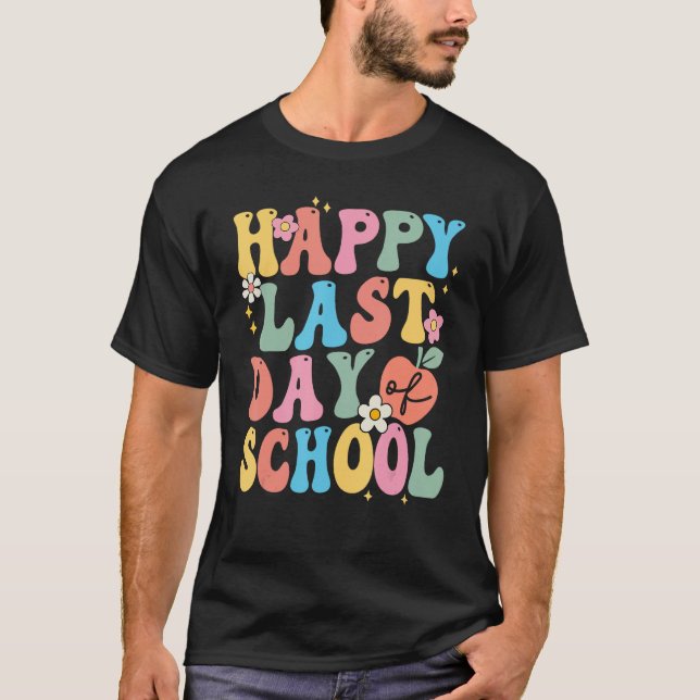 T-shirt Happy Last Day Of School Groovy Boho Teacher & Stu (Devant)