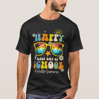 T-shirt Happy Last Day Of School Groovy Hello Summer