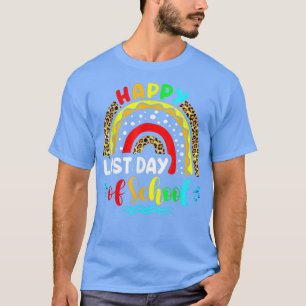 T-shirt Happy Last Day Of School Rainbow Leopard Teacher L