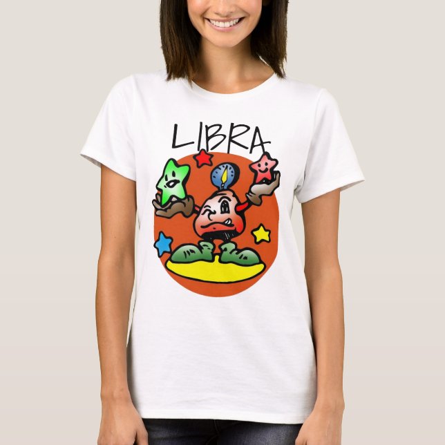 T-shirt Happy Libra Scales avec étoiles (Devant)