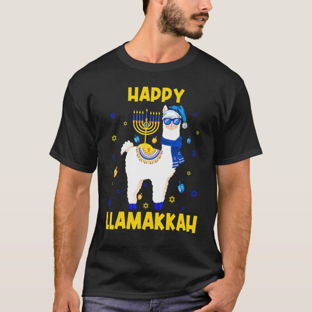 T-shirt Happy Llamakkah Hanukkah Chanukah Llama Alpaca Sun (Devant)