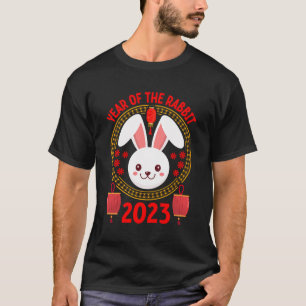 T-shirt Happy Lunar New Year 2023 Cute Chinese Rabbit Deco