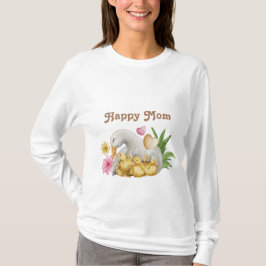 T-shirt Happy Maman avec Bébé Aquarelle mignonne