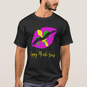 T-shirt Happy Mardi Grass Violet Lipstick Fleur De Lis Col