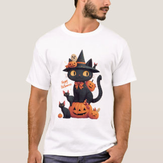 T-shirt Happy Meoween Cats Cute Halloween 